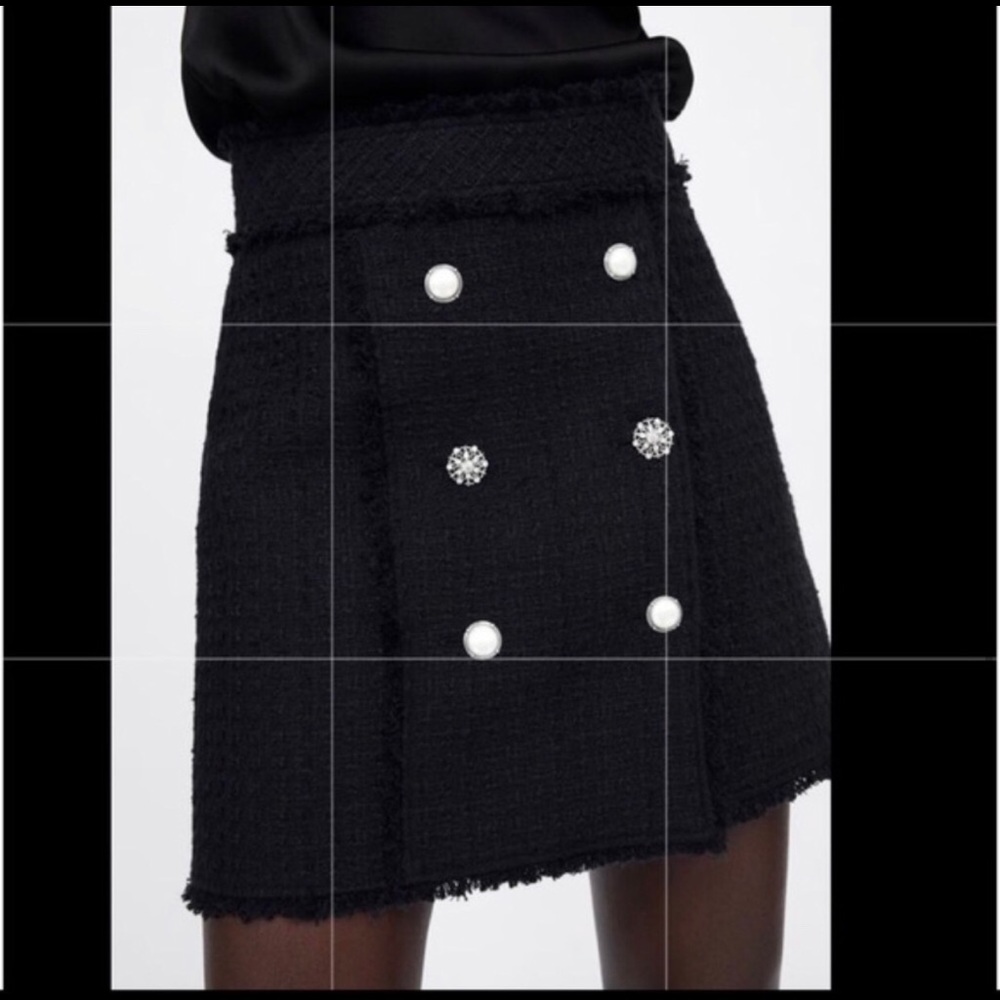 Zara black tweed skirt